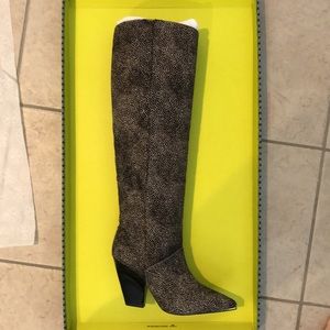 Tory Burch size 7 Lila 90MM Knee Boot Haircalf/ Spotted Hair